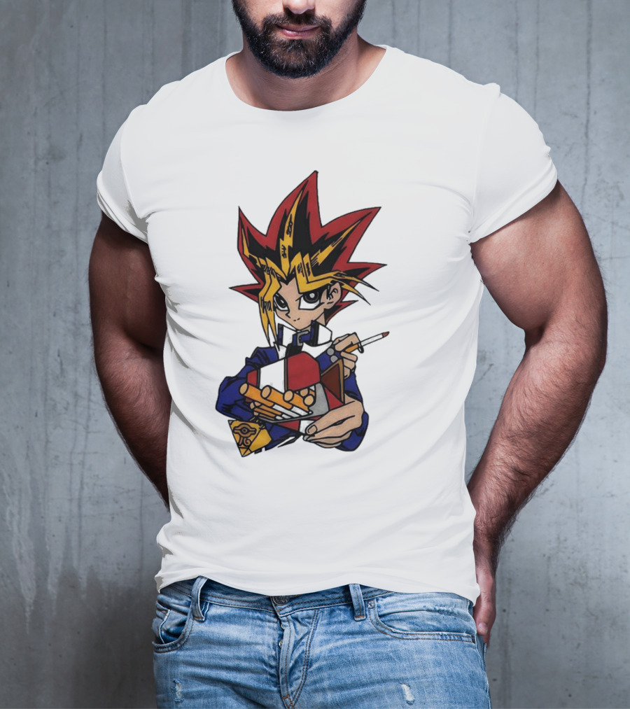 Yu-Gi-Oh Yugi Holding Cards With Millennium Puzzle T-Shirt