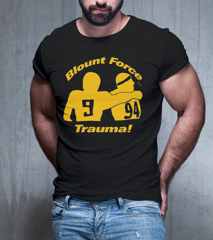 Blount Force Trauma Silhouetted Players 9 And 94 Impact Moment T-Shirt