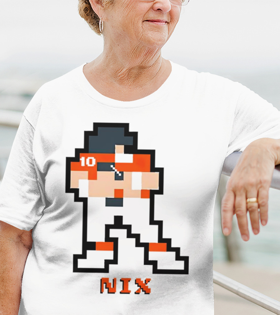 Bo Nix 8-Bit Pixel Art 10 Block Figure T-Shirt