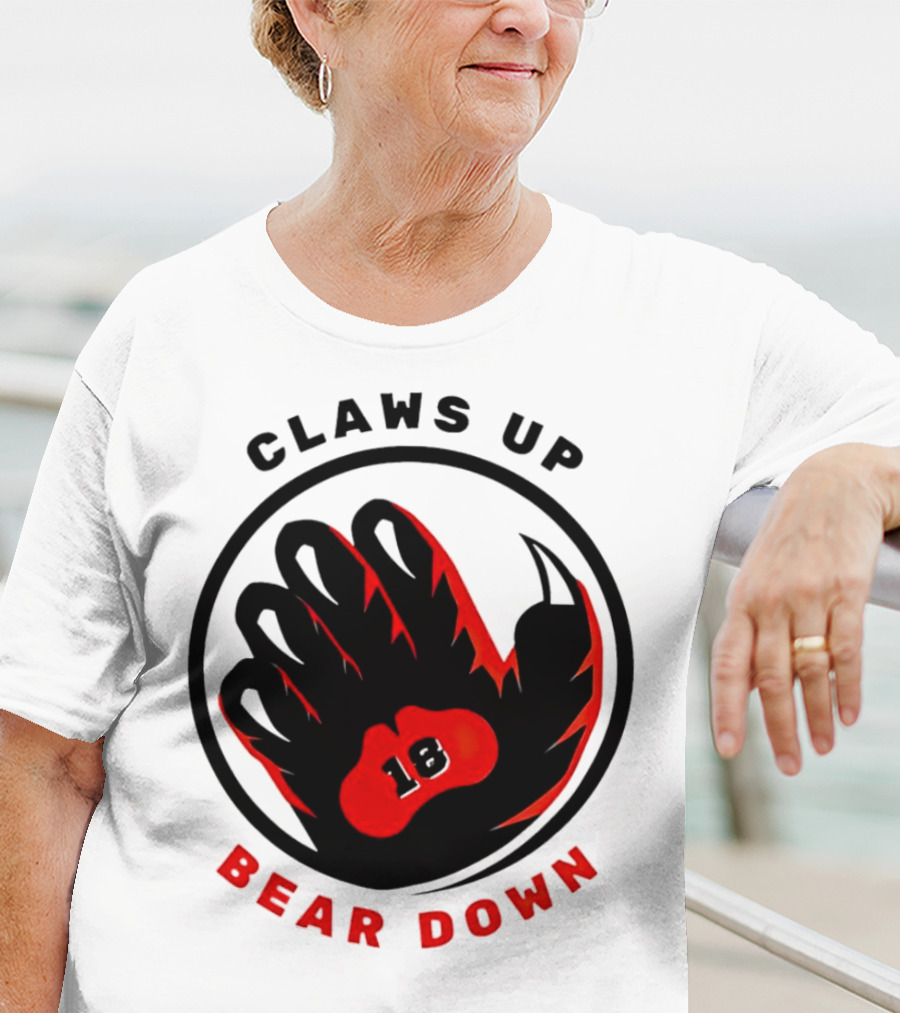 Claws Up Bear Down 18 Caleb Williams Chicago Bears T-Shirt