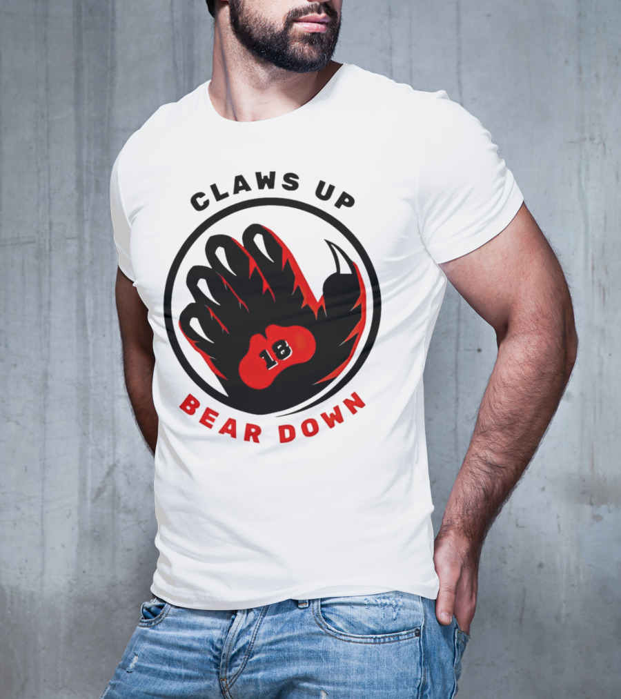 Claws Up Bear Down 18 Caleb Williams Chicago Bears T-Shirt