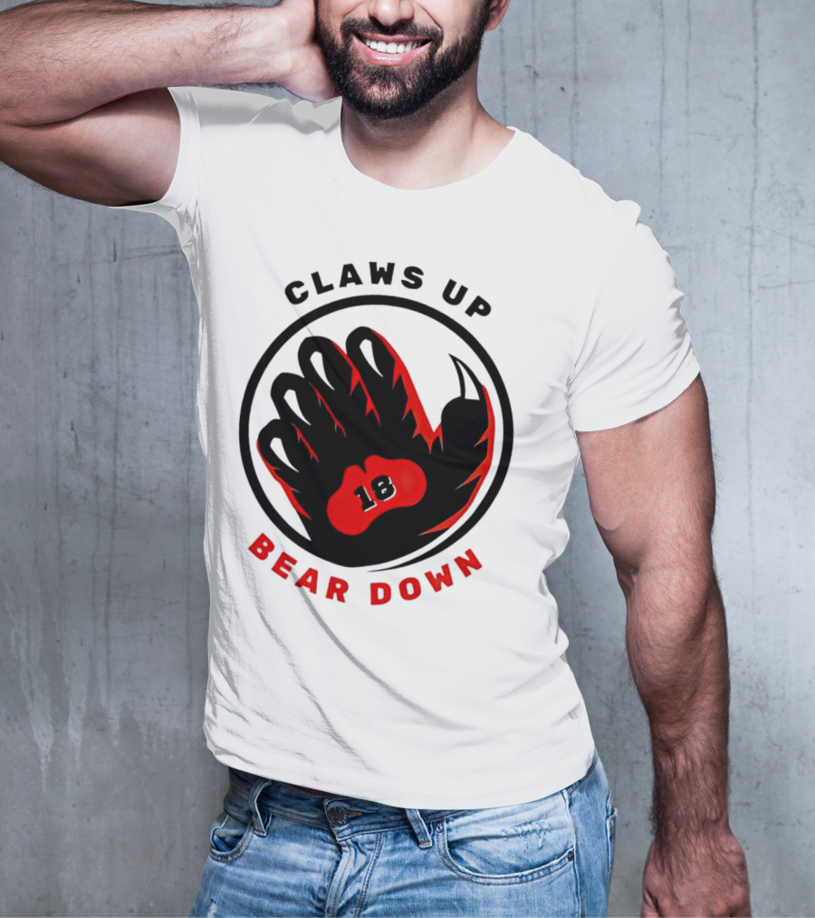 Claws Up Bear Down 18 Caleb Williams Chicago Bears T-Shirt