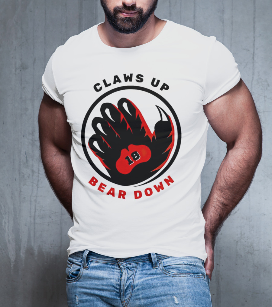 Claws Up Bear Down 18 Caleb Williams Chicago Bears T-Shirt