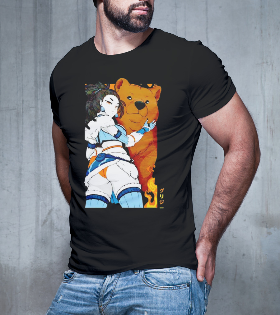 Grizzy X Gsupps Waifu Collab Anime Bear Fire T-Shirt
