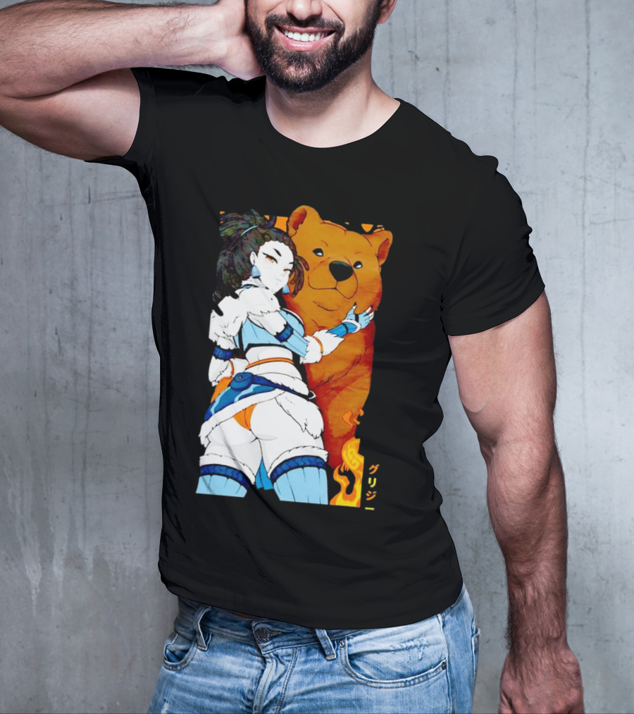 Grizzy X Gsupps Waifu Collab Anime Bear Fire T-Shirt