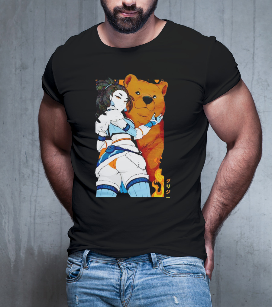 Grizzy X Gsupps Waifu Collab Anime Bear Fire T-Shirt