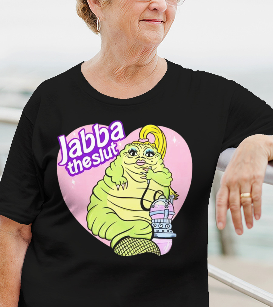 Jabba The Slut Parody Pink Heart Background T-Shirt
