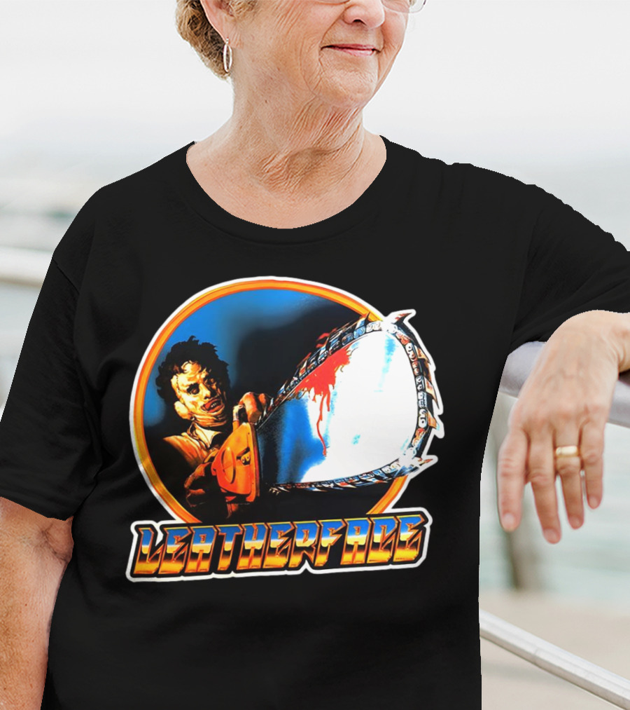 Texas Chainsaw Massacre Leatherface Vintage Horror Chrome Chainsaw T-Shirt