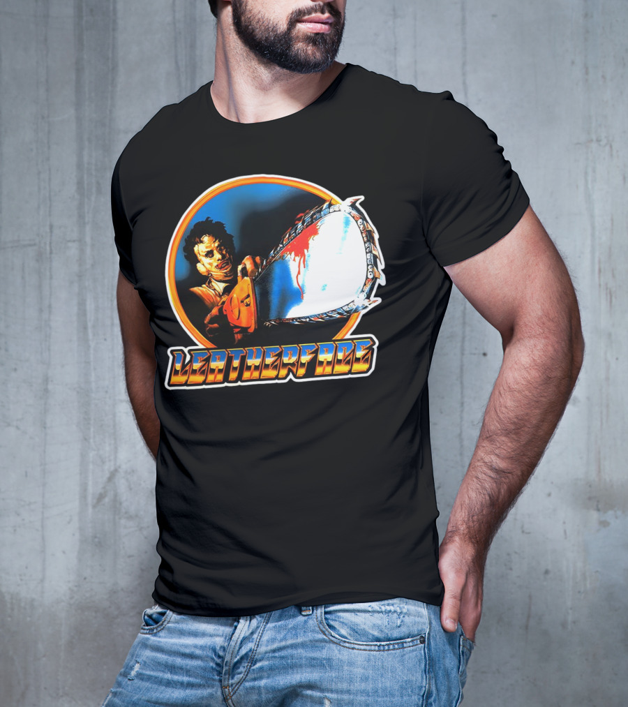 Texas Chainsaw Massacre Leatherface Vintage Horror Chrome Chainsaw T-Shirt
