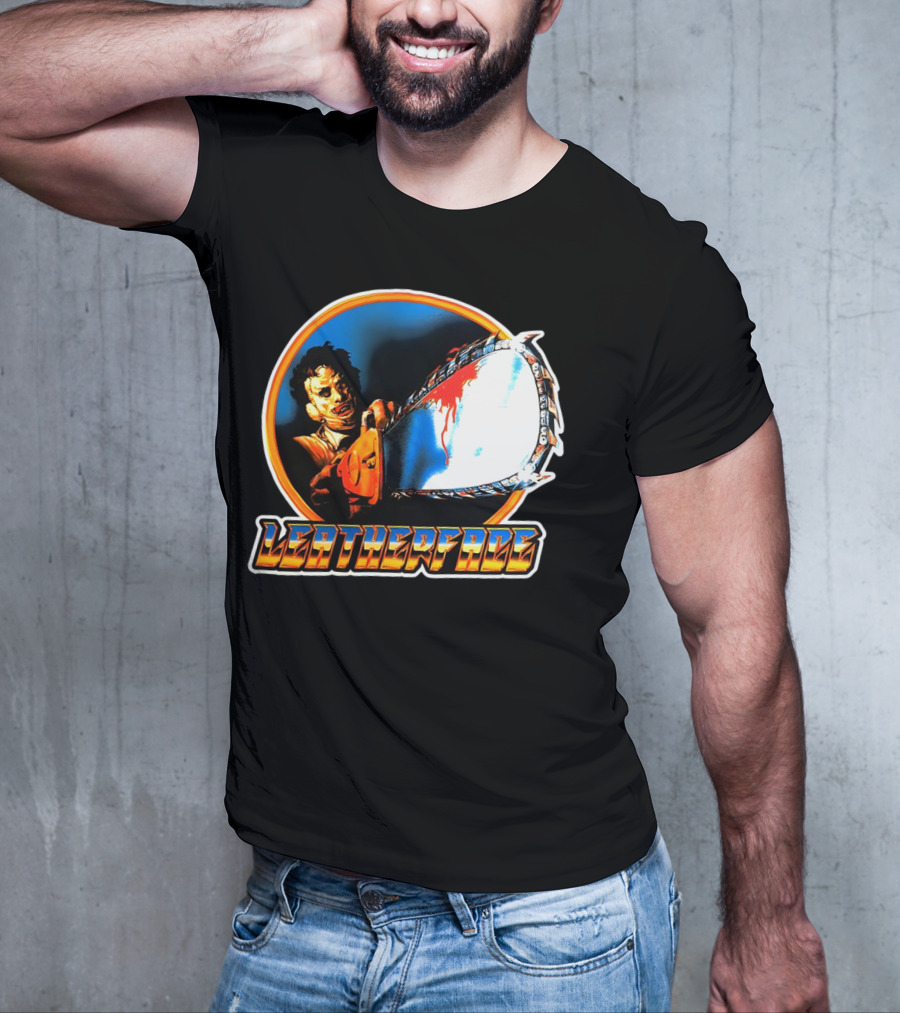 Texas Chainsaw Massacre Leatherface Vintage Horror Chrome Chainsaw T-Shirt