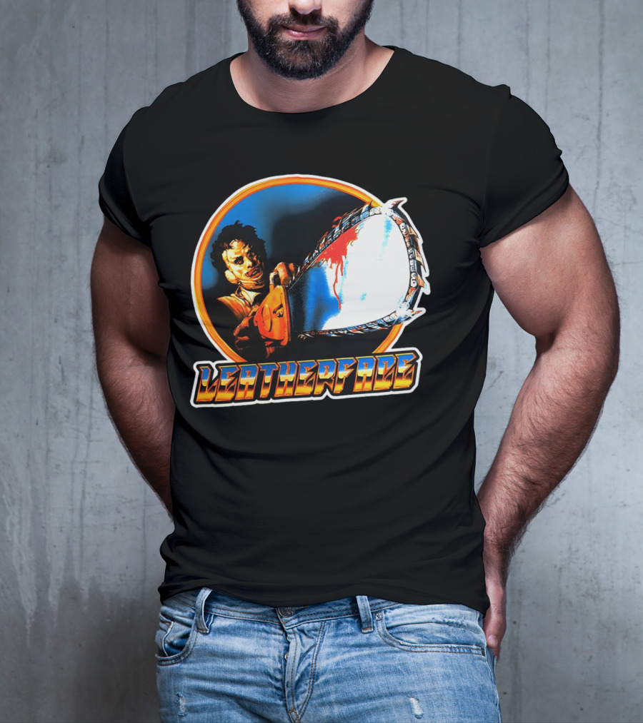 Texas Chainsaw Massacre Leatherface Vintage Horror Chrome Chainsaw T-Shirt