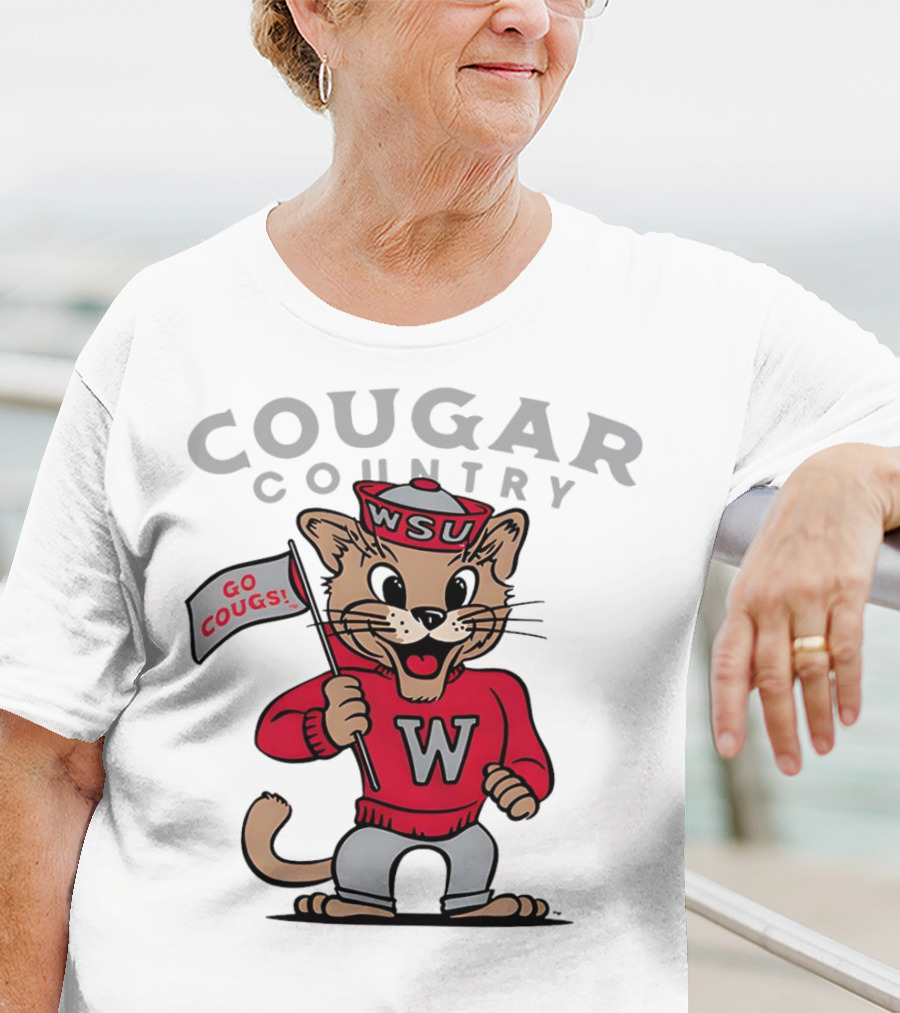 WSU Cougar Football Cougar Country Go Cougs Mascot T-Shirt