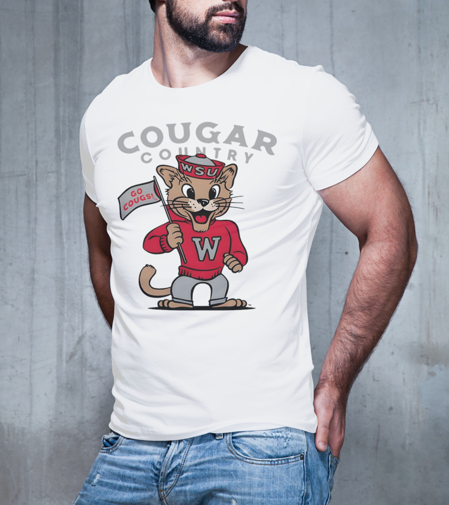 WSU Cougar Football Cougar Country Go Cougs Mascot T-Shirt