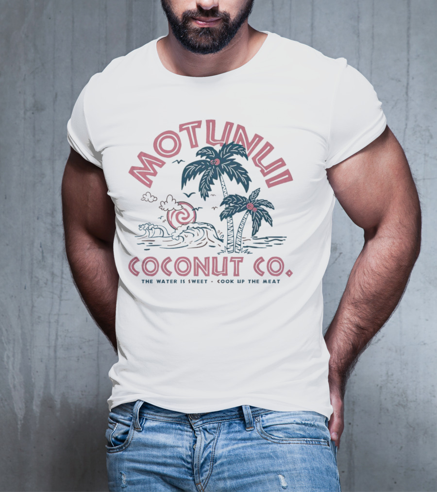 Motunui Coconut Co. The Water Is Sweet Cook Up The Meat Tropical Palm Waves T-Shirt