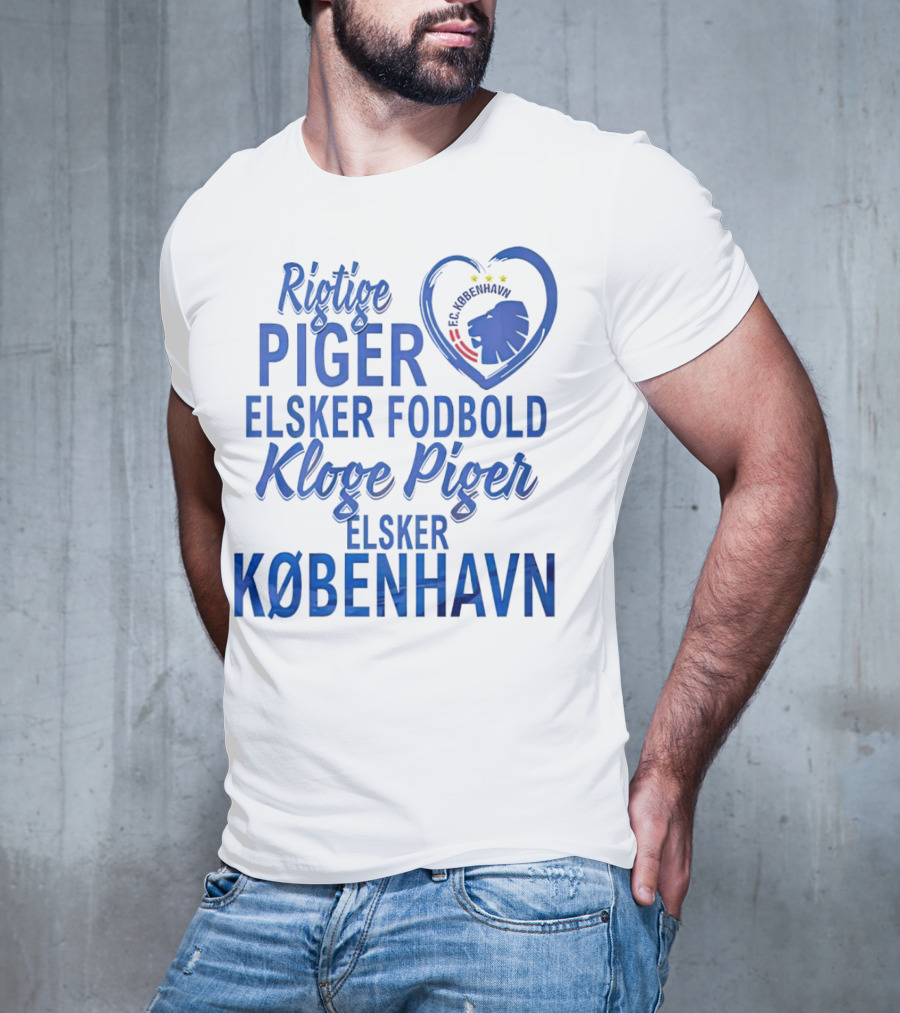 Rigtige Piger Elsker Fodbold Kloge Piger Elsker København FC T-Shirt