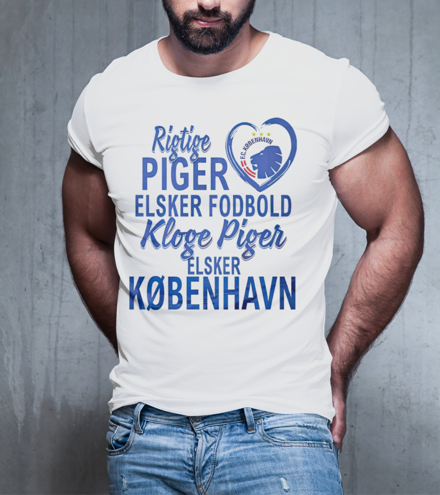 Rigtige Piger Elsker Fodbold Kloge Piger Elsker København FC T-Shirt