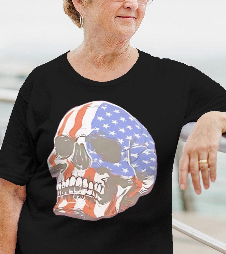 Skull With American Flag T-Shirt