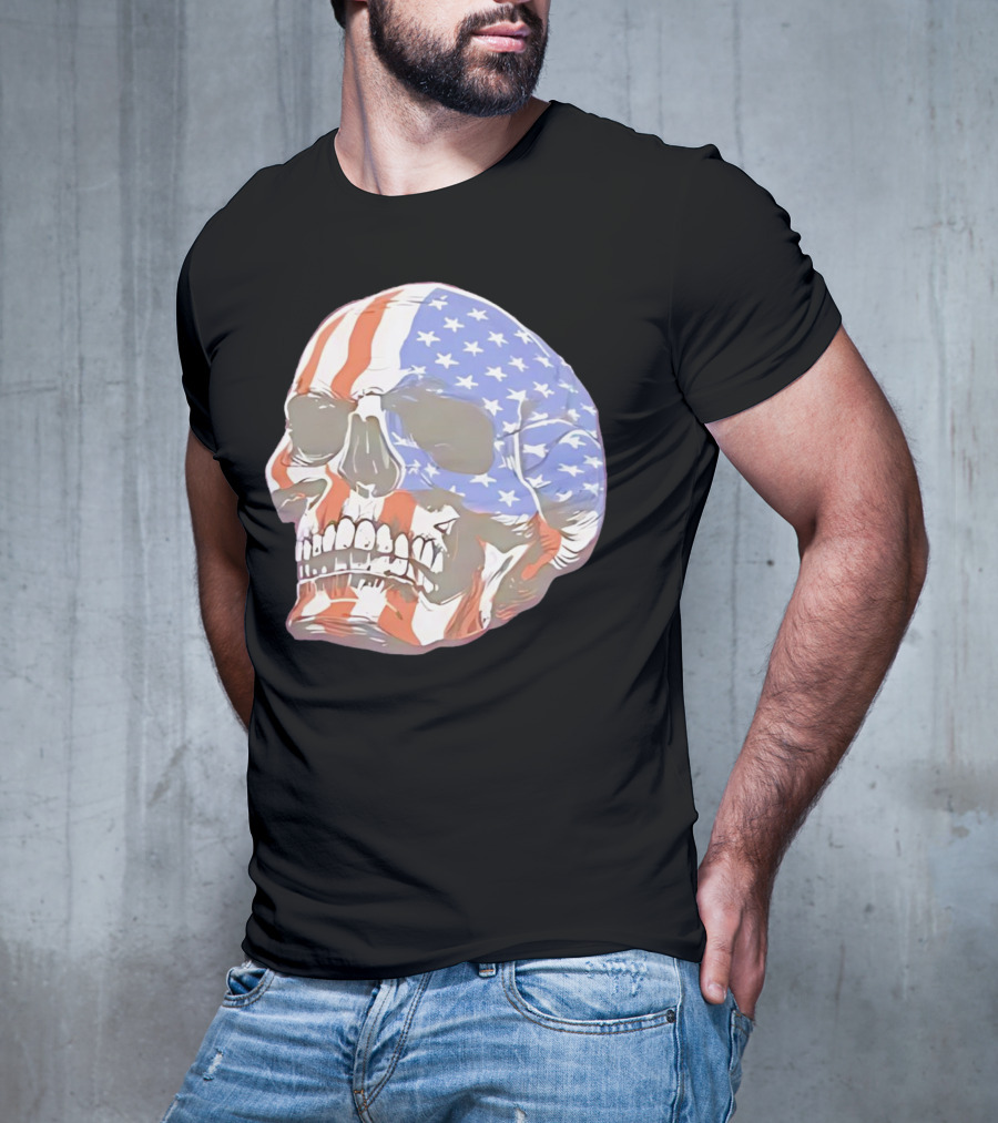 Skull With American Flag T-Shirt