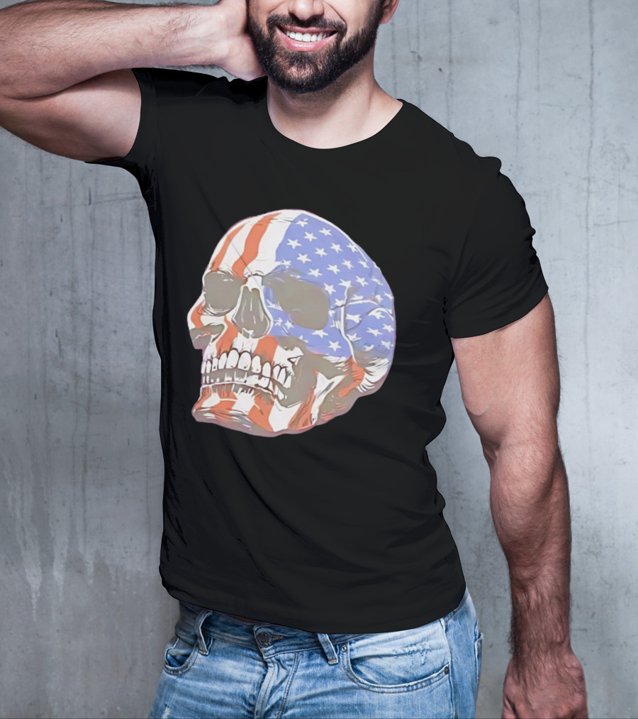 Skull With American Flag T-Shirt