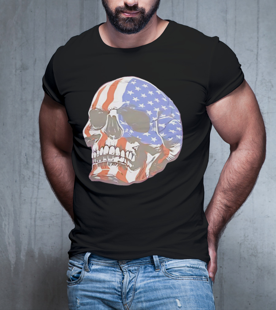 Skull With American Flag T-Shirt