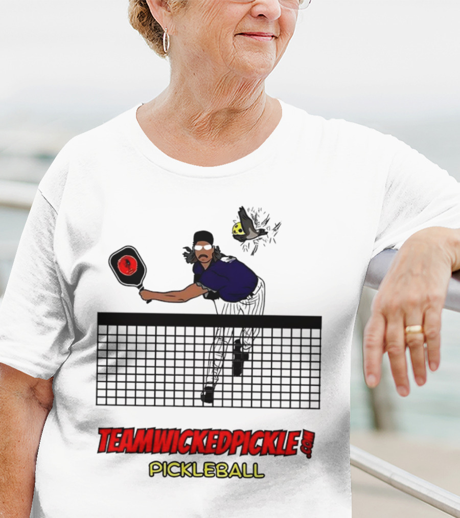 TEAMWICKEDPICKLE.COM Pickleball Player Action Scene T-Shirt