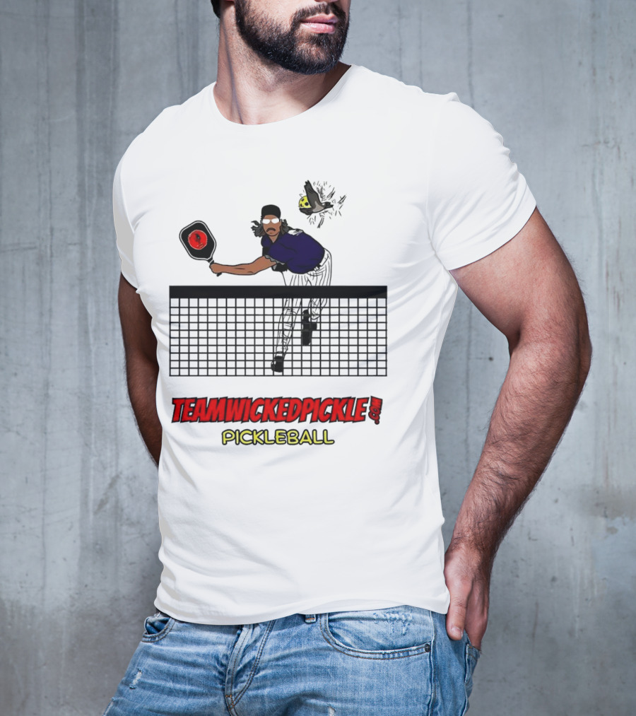 TEAMWICKEDPICKLE.COM Pickleball Player Action Scene T-Shirt