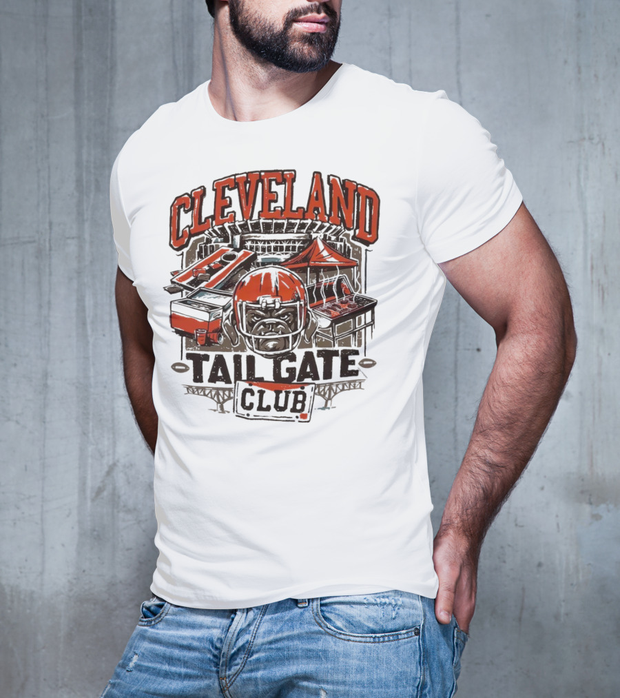 Cleveland Browns Tailgate Club Stadium Cornhole Helmet Grill T-Shirt