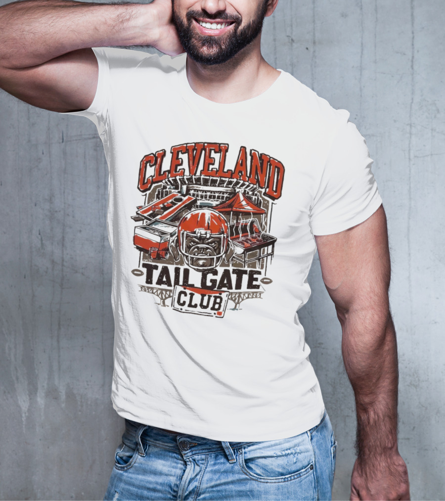 Cleveland Browns Tailgate Club Stadium Cornhole Helmet Grill T-Shirt