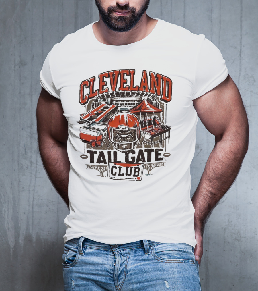 Cleveland Browns Tailgate Club Stadium Cornhole Helmet Grill T-Shirt