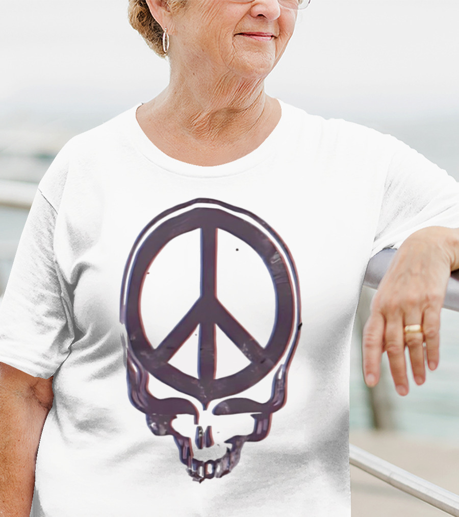 Peace Symbol Within Grateful Dead Skull T-Shirt