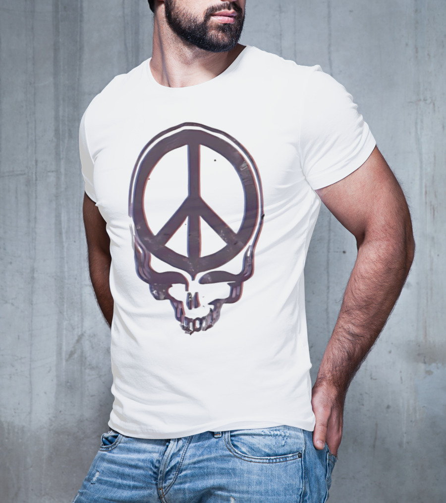 Peace Symbol Within Grateful Dead Skull T-Shirt