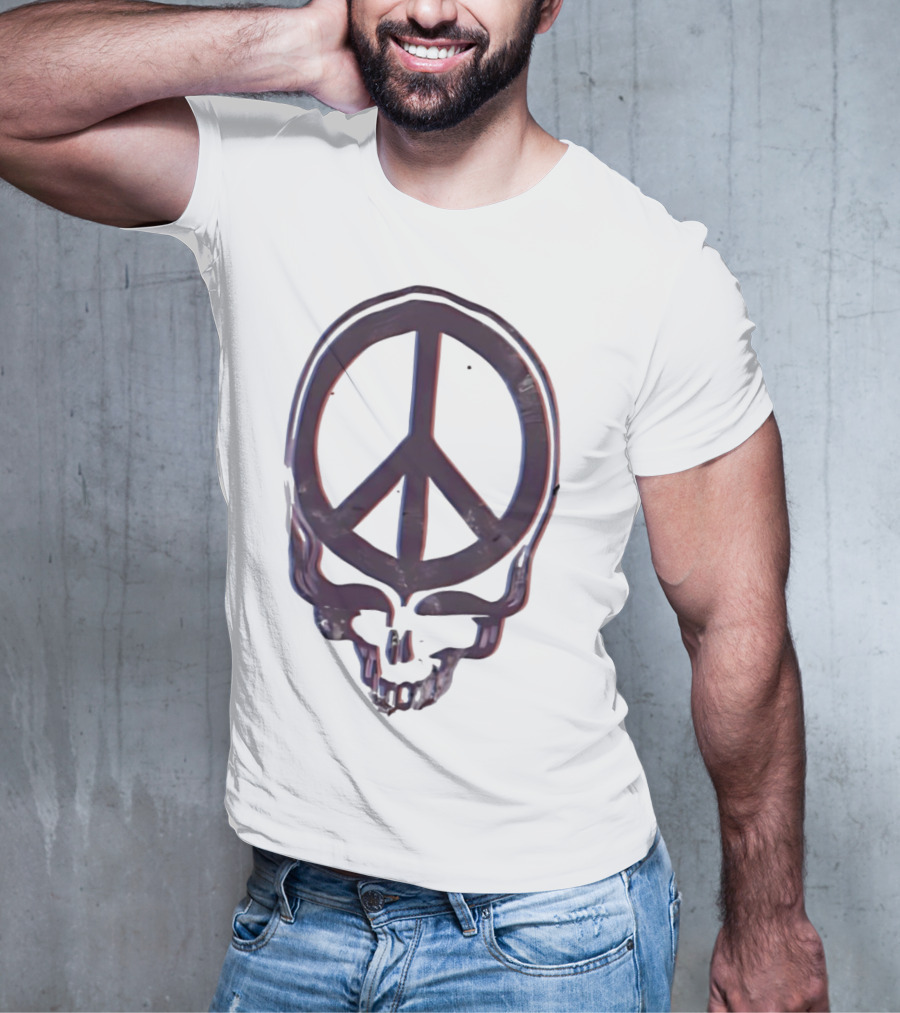 Peace Symbol Within Grateful Dead Skull T-Shirt