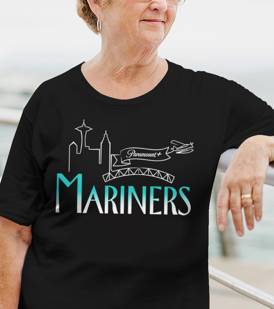Seattle Mariners Frasier Day Paramount+ Skyline And Seaplane T-Shirt