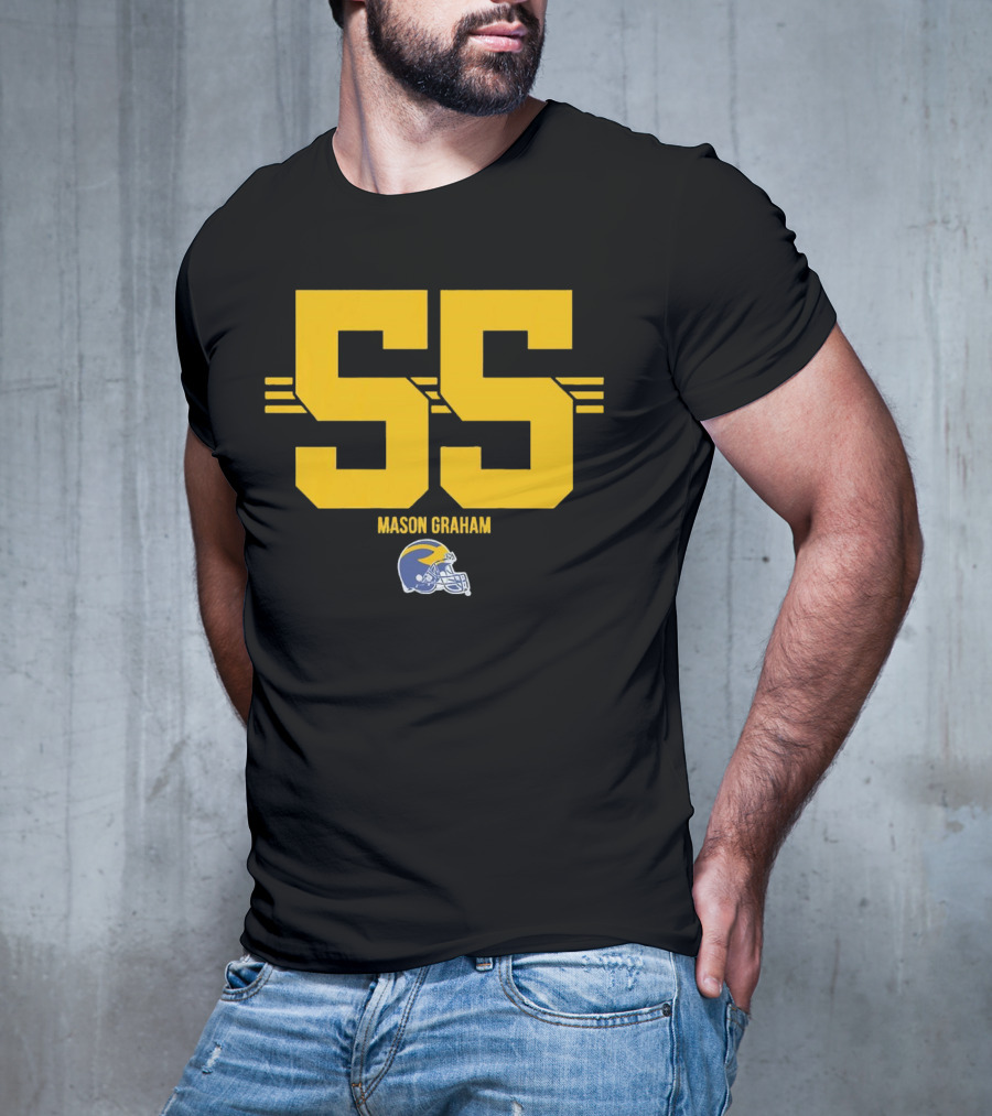 Michigan Wolverines Football Mason Graham 55 Helmet T-Shirt