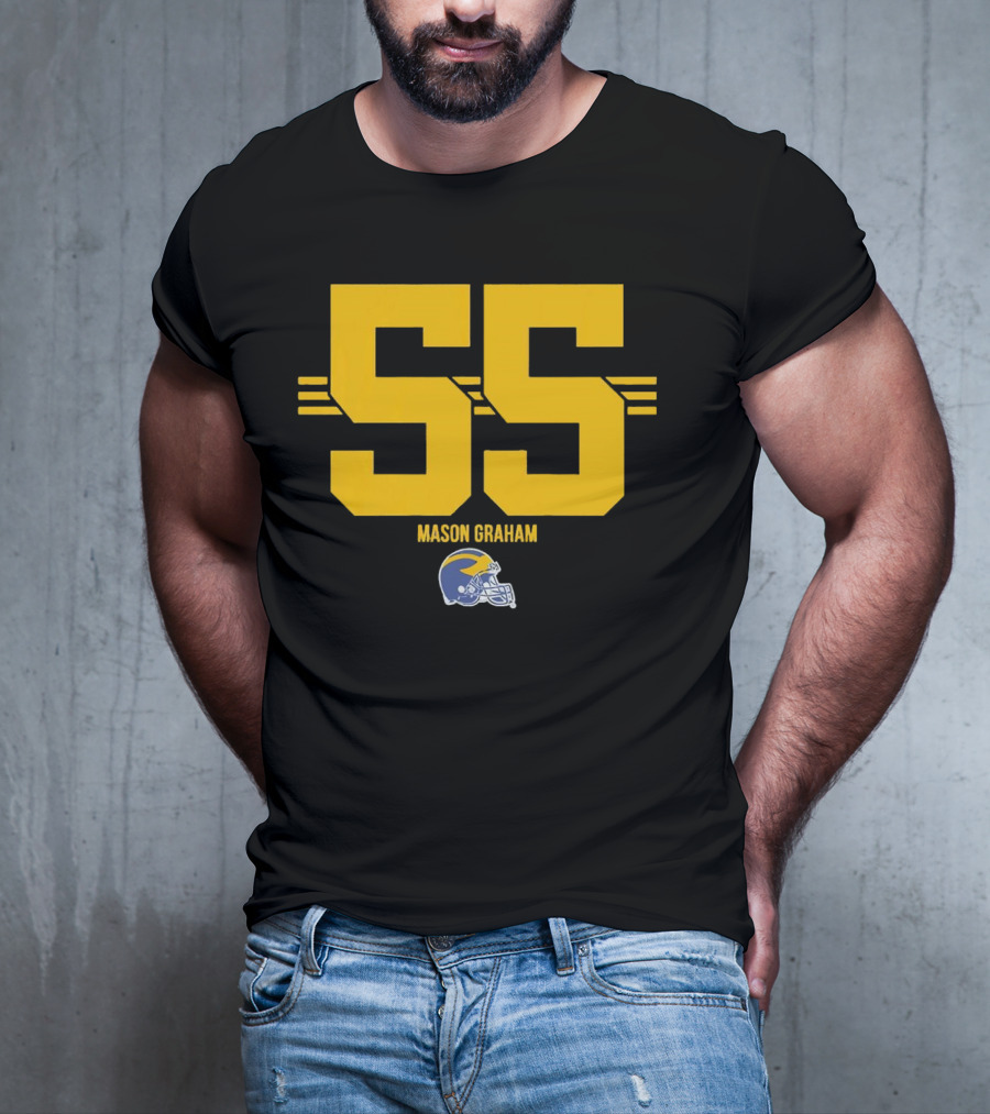 Michigan Wolverines Football Mason Graham 55 Helmet T-Shirt