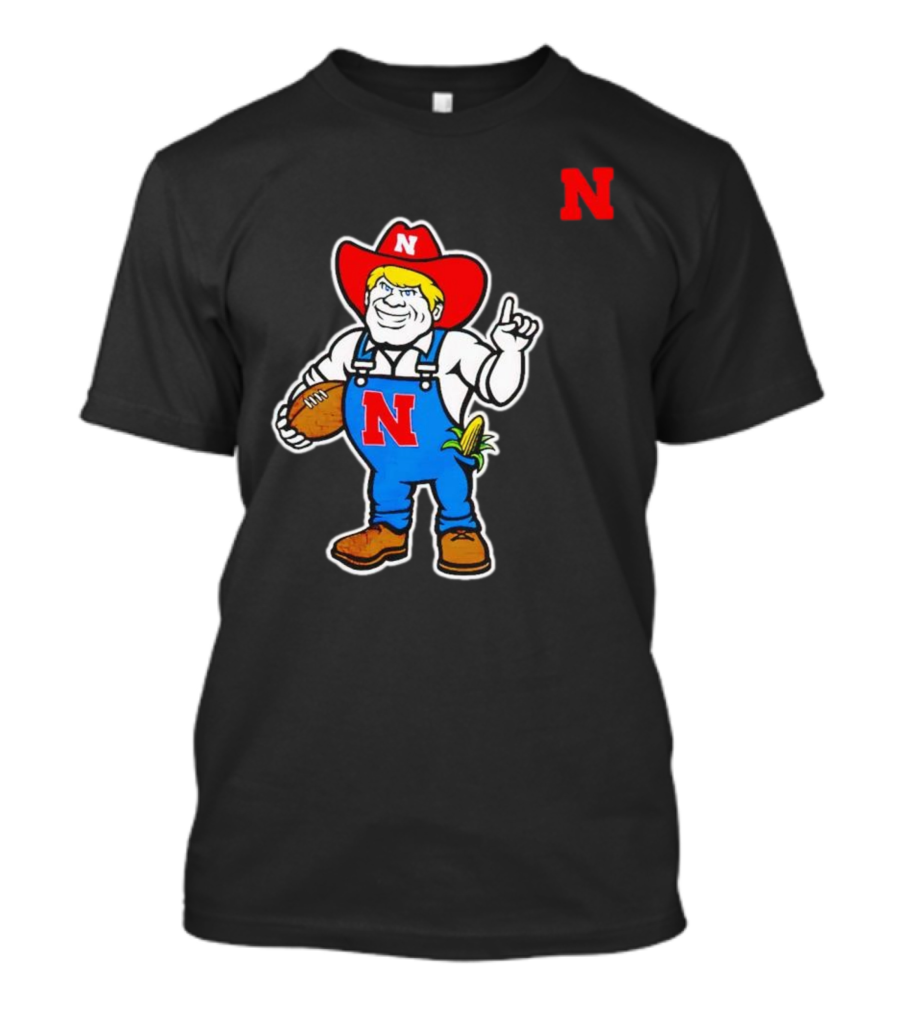 Nebraska Cornhuskers Mascot Holding Football With Corn And N T-Shirt