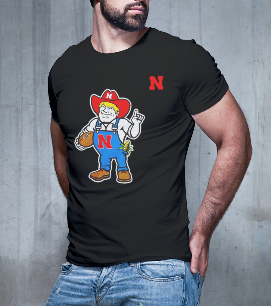 Nebraska Cornhuskers Mascot Holding Football With Corn And N T-Shirt