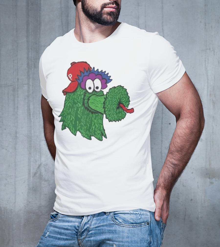 Phillie Phanatic Mascot Philadelphia Phillies Green Creature Red Cap T-Shirt