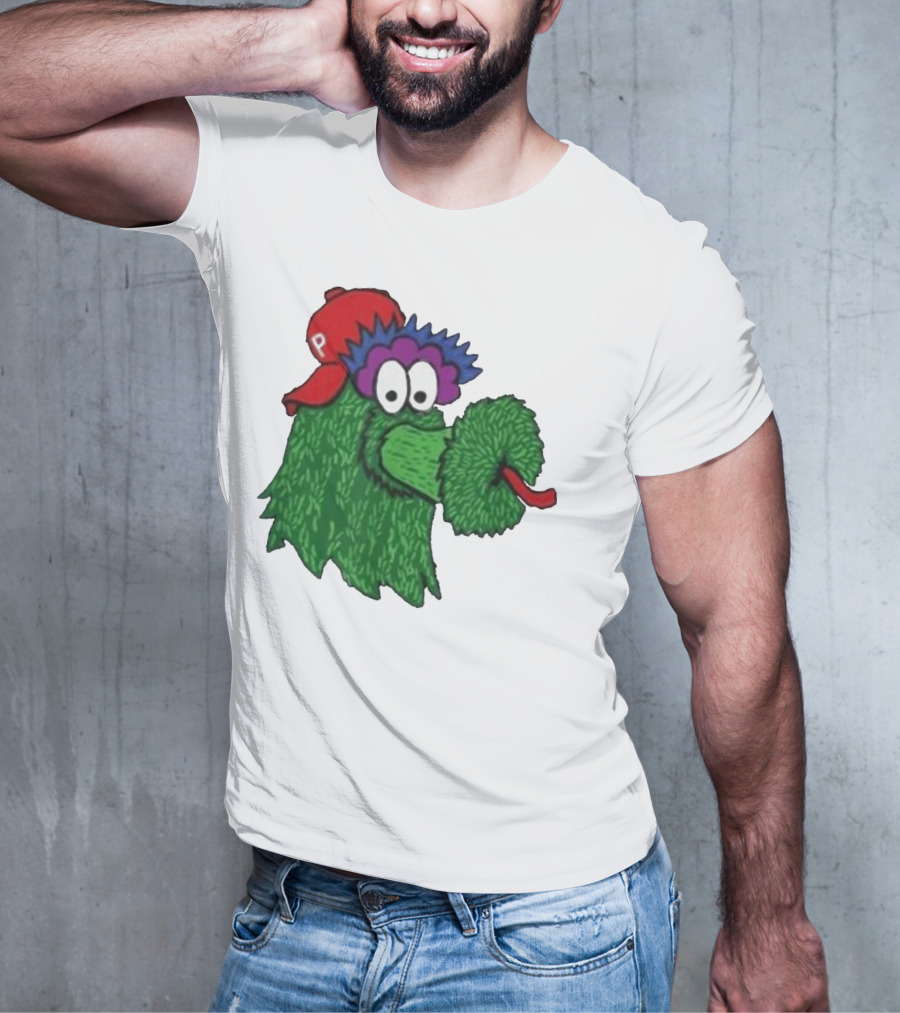 Phillie Phanatic Mascot Philadelphia Phillies Green Creature Red Cap T-Shirt