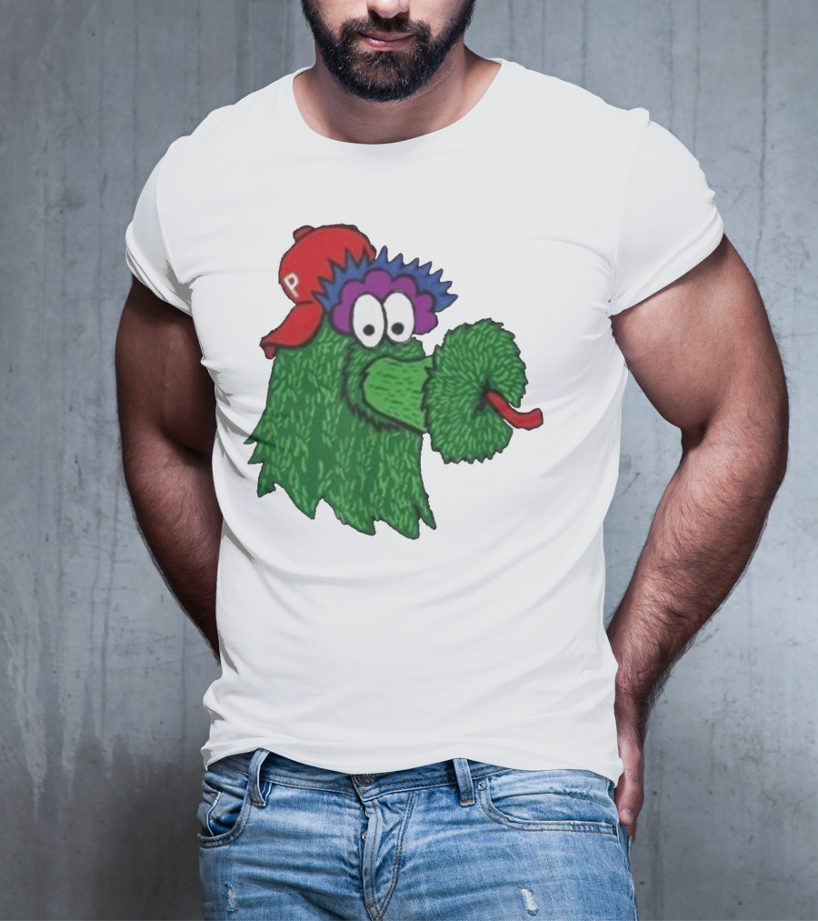 Phillie Phanatic Mascot Philadelphia Phillies Green Creature Red Cap T-Shirt