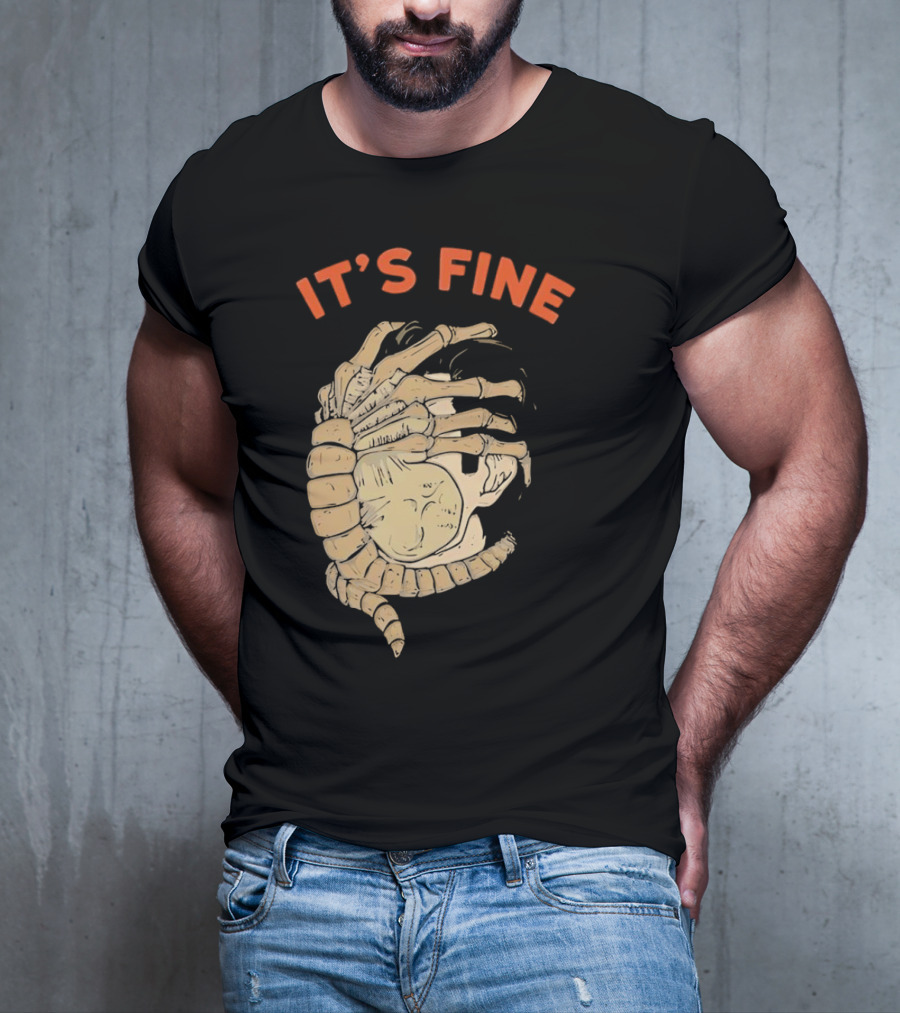 It's Fine Facehugger Skeleton T-Shirt