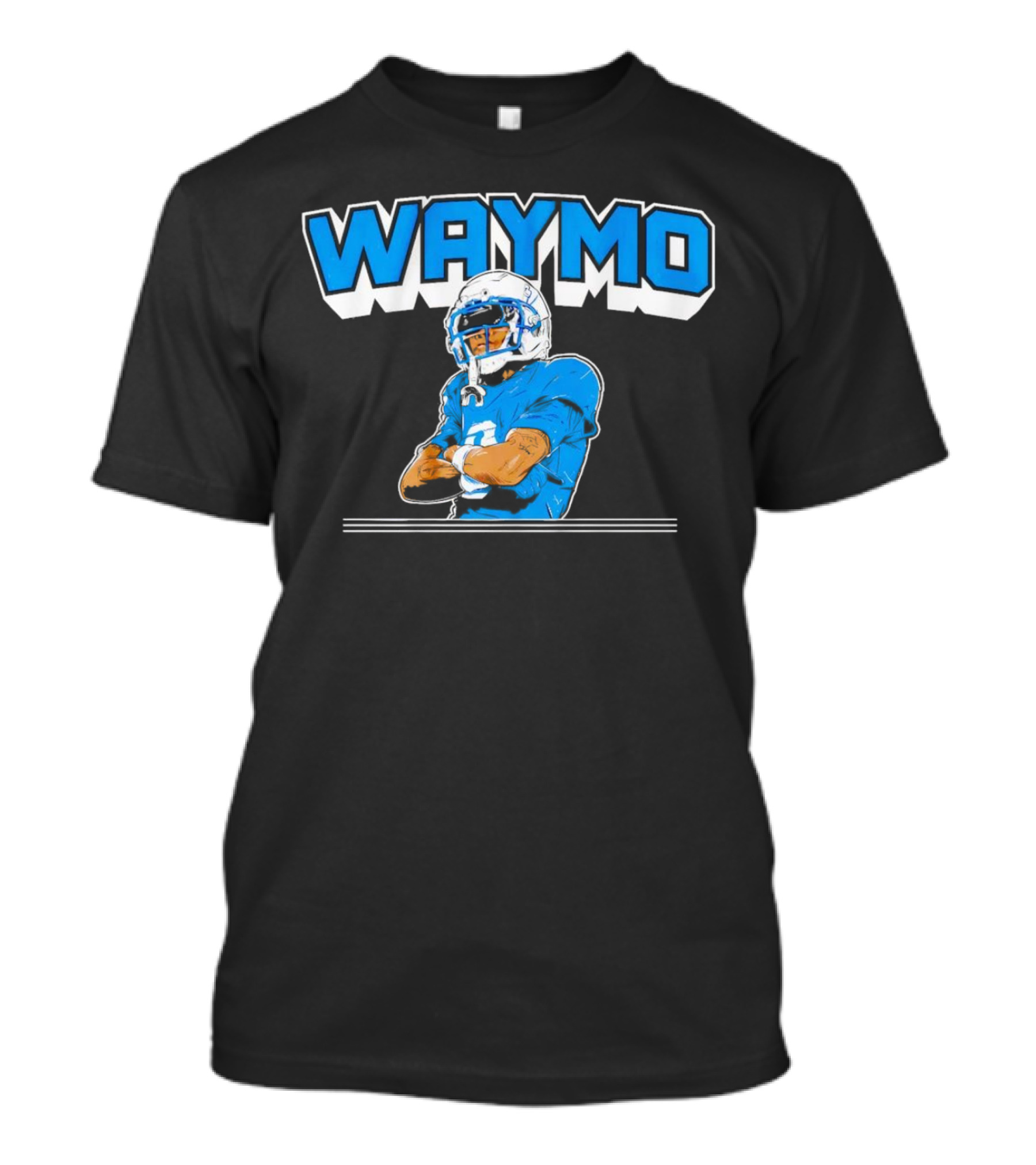 Waymo Football Player With Blue Jersey And Helmet T-Shirt