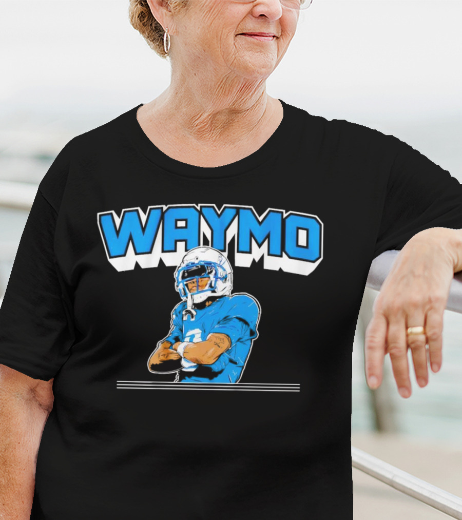 Waymo Football Player With Blue Jersey And Helmet T-Shirt