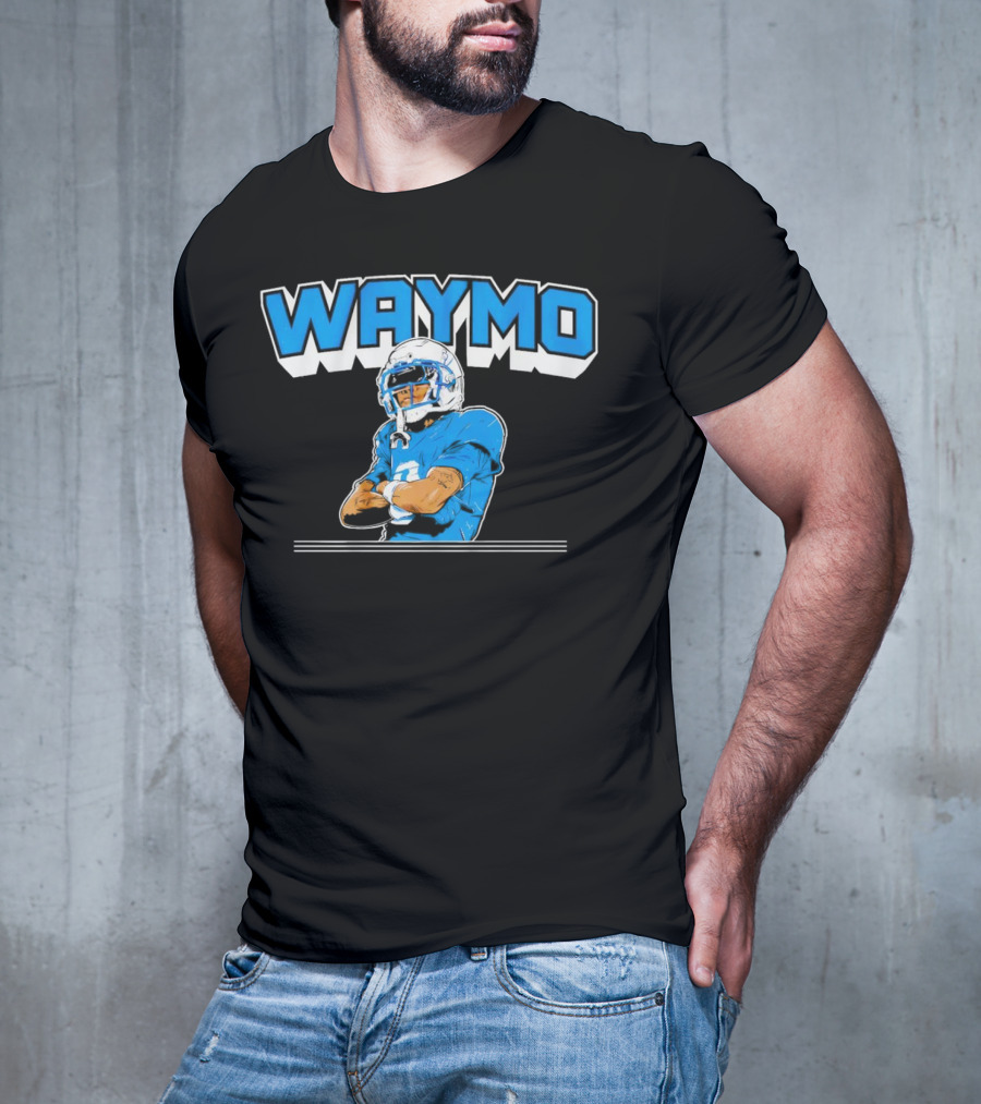 Waymo Football Player With Blue Jersey And Helmet T-Shirt