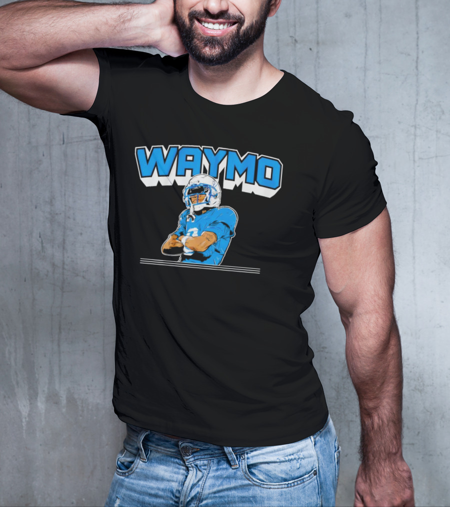 Waymo Football Player With Blue Jersey And Helmet T-Shirt