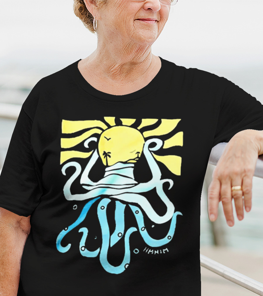 Mark Hoppus Octopus Sun Wave Palm Ocean Scene T-Shirt