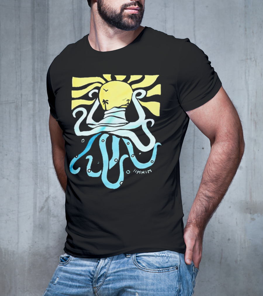 Mark Hoppus Octopus Sun Wave Palm Ocean Scene T-Shirt