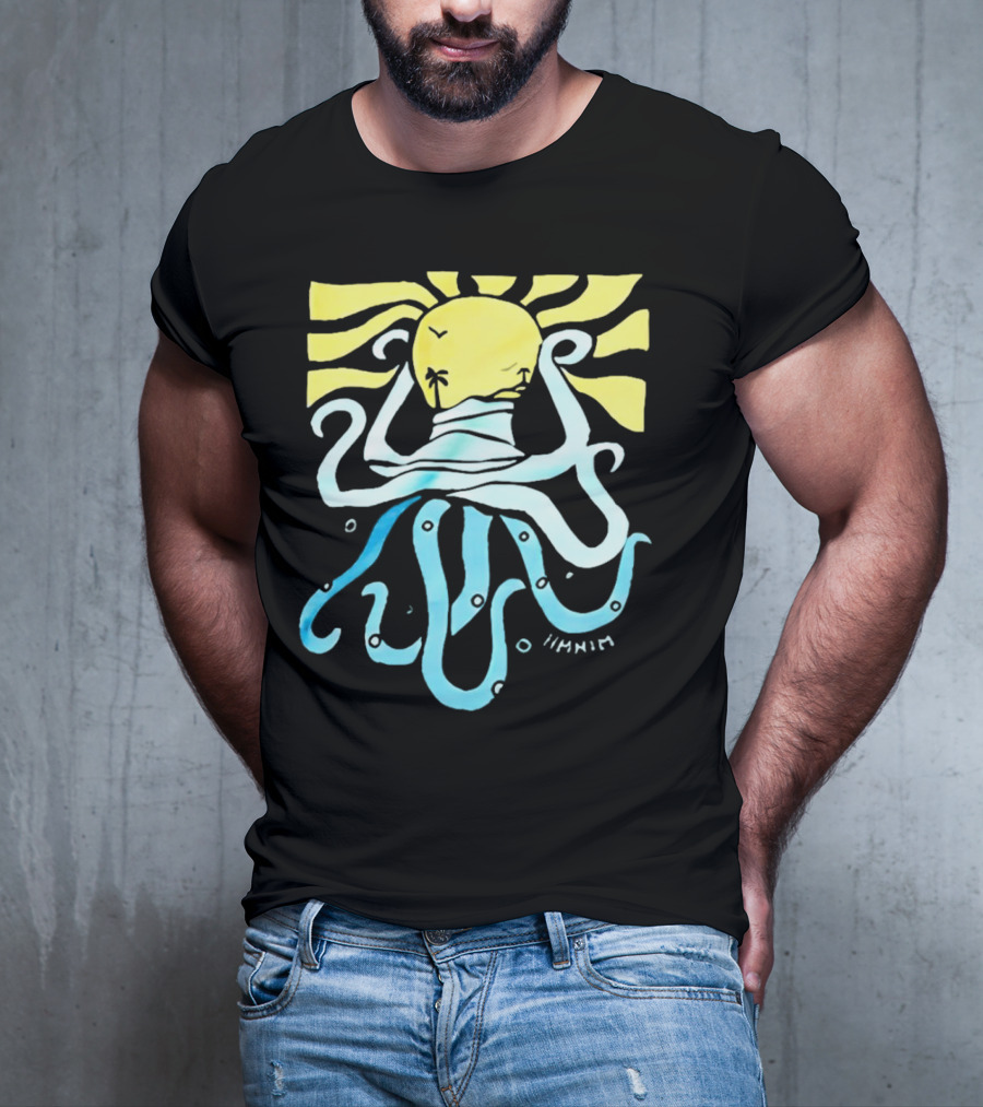 Mark Hoppus Octopus Sun Wave Palm Ocean Scene T-Shirt