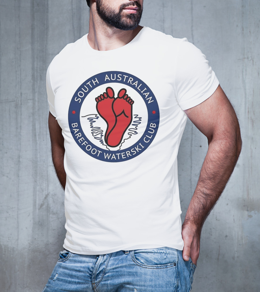 South Australian Barefoot Waterski Club Red Feet Logo Emblem T-Shirt
