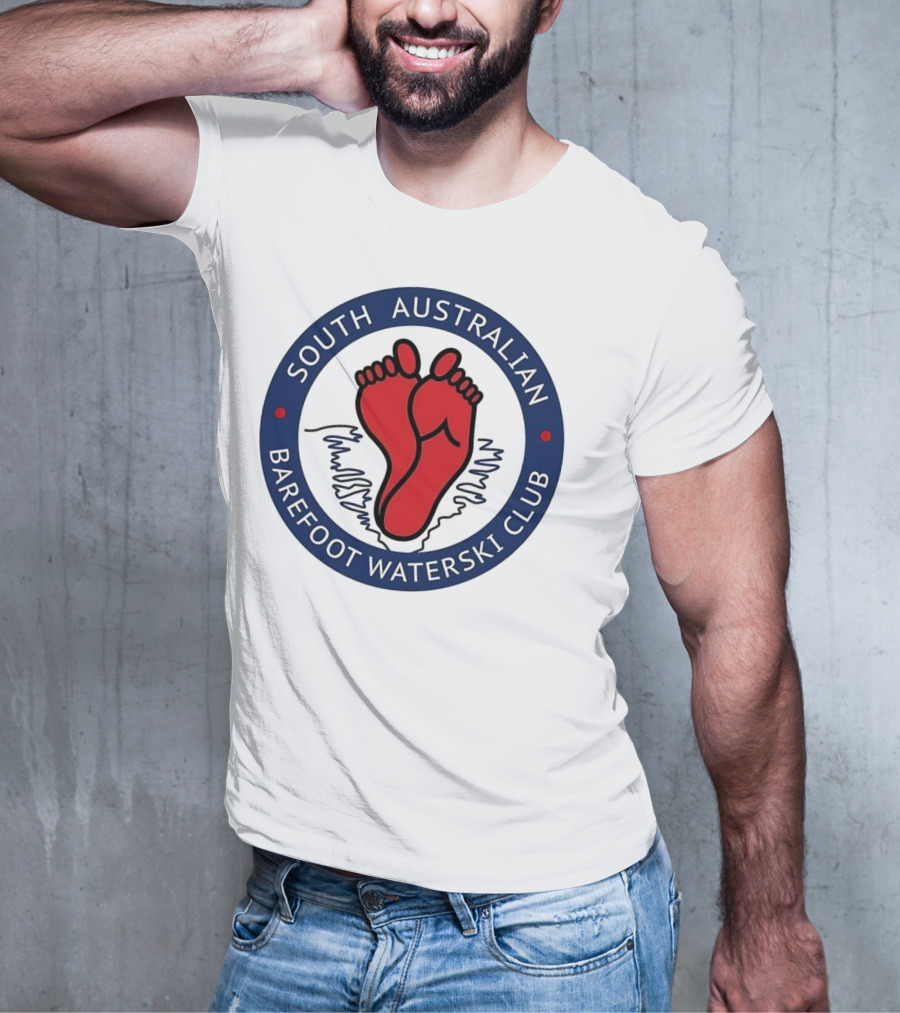 South Australian Barefoot Waterski Club Red Feet Logo Emblem T-Shirt